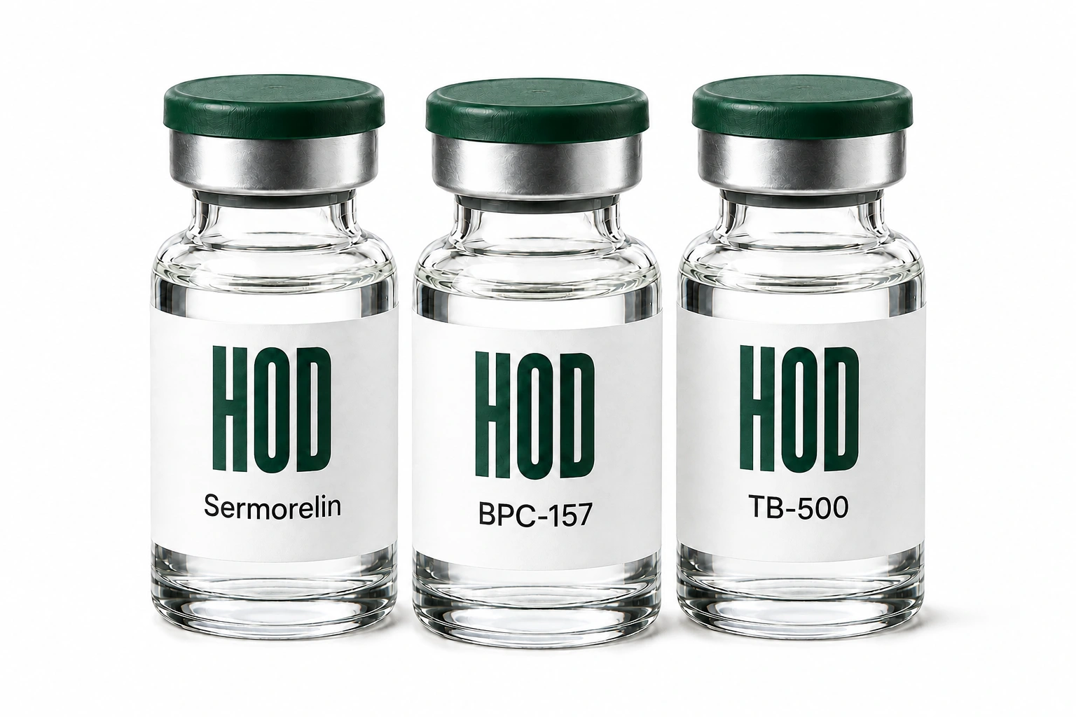 HOD Sermorelin, BPC-157 and TB-500 vials