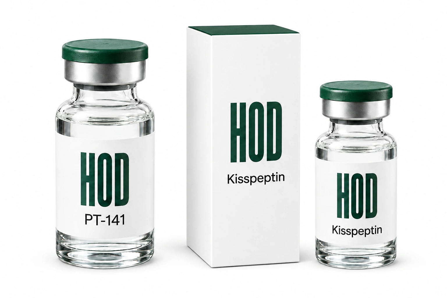 HOD PT-141 vial and Kisspeptin vial with its carton