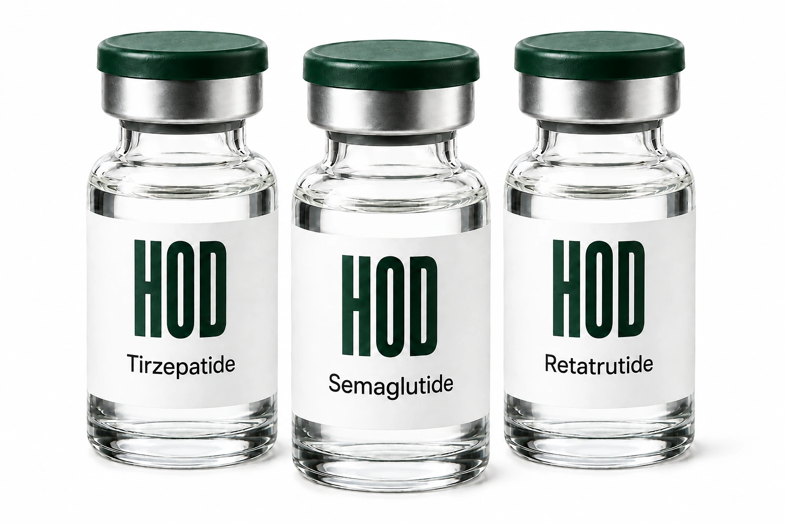 HOD Tirzepatide, Semaglutide and Retatrutide vials